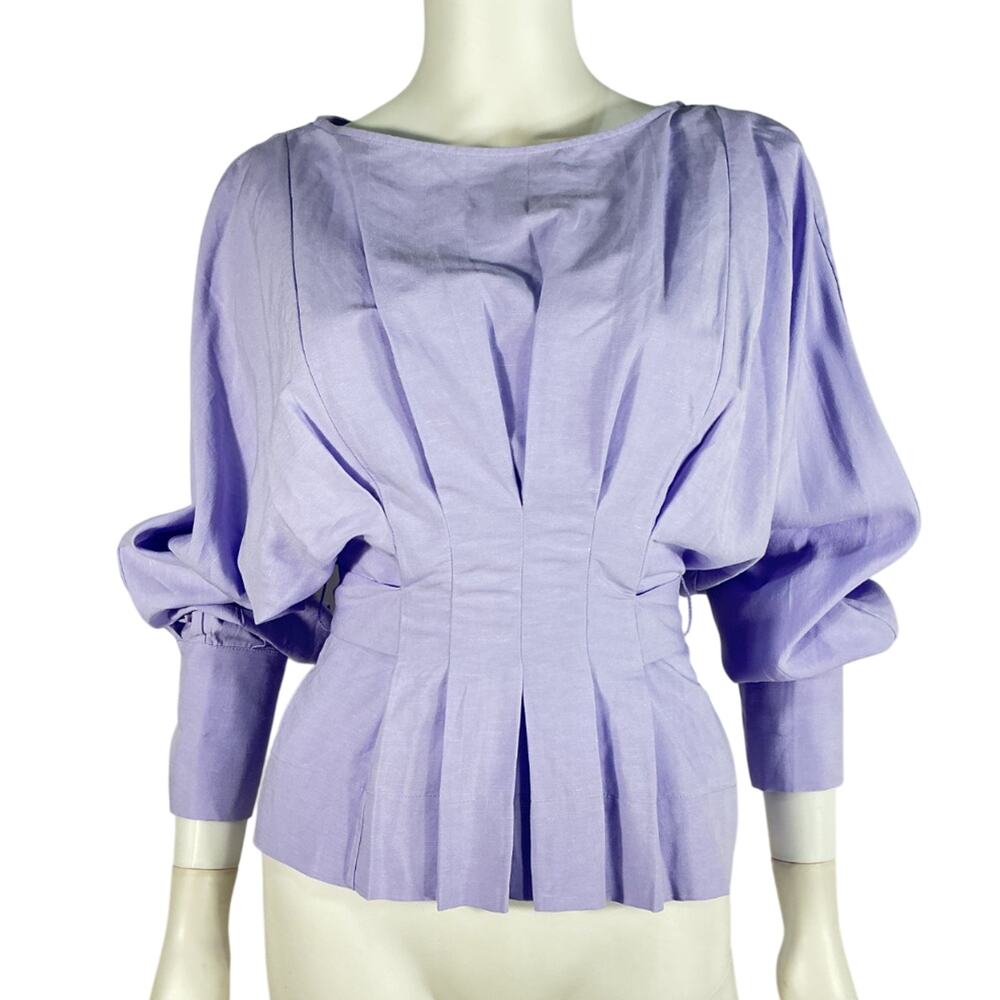 & Other Stories Pleated Lilac Boatneck Blouse Size 2